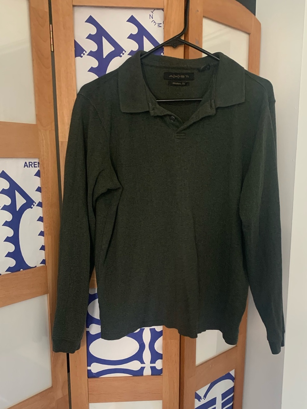 Axist Men's Long Sleeve Polo Shirt - Dark Green